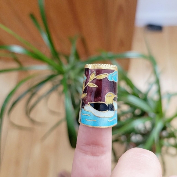 *RARE* Vintage Cloisonne Bird Duck Thimble - Picture 4 of 8